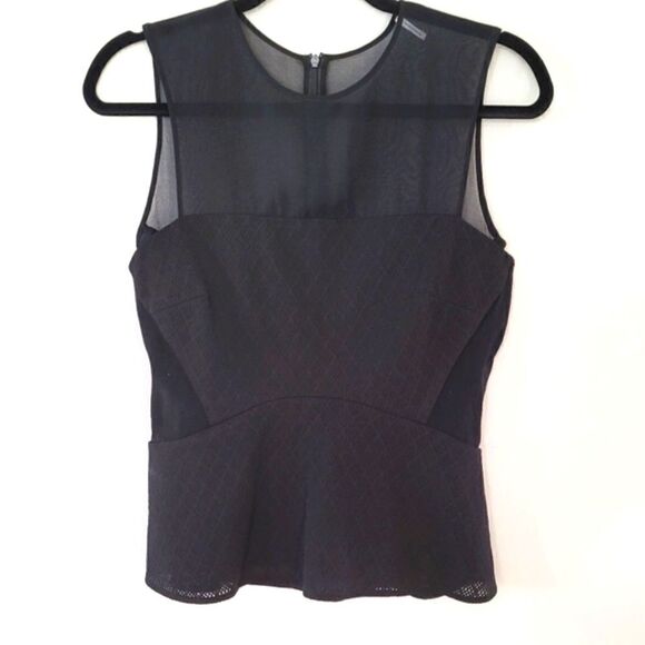 SANDRO black Mesh☀️ Peplum top  size Small - Picture 1 of 13